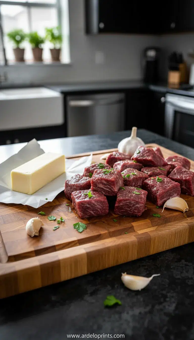 Crockpot Garlic Butter Steak Bites: Easy Recipe - ingredients preparation