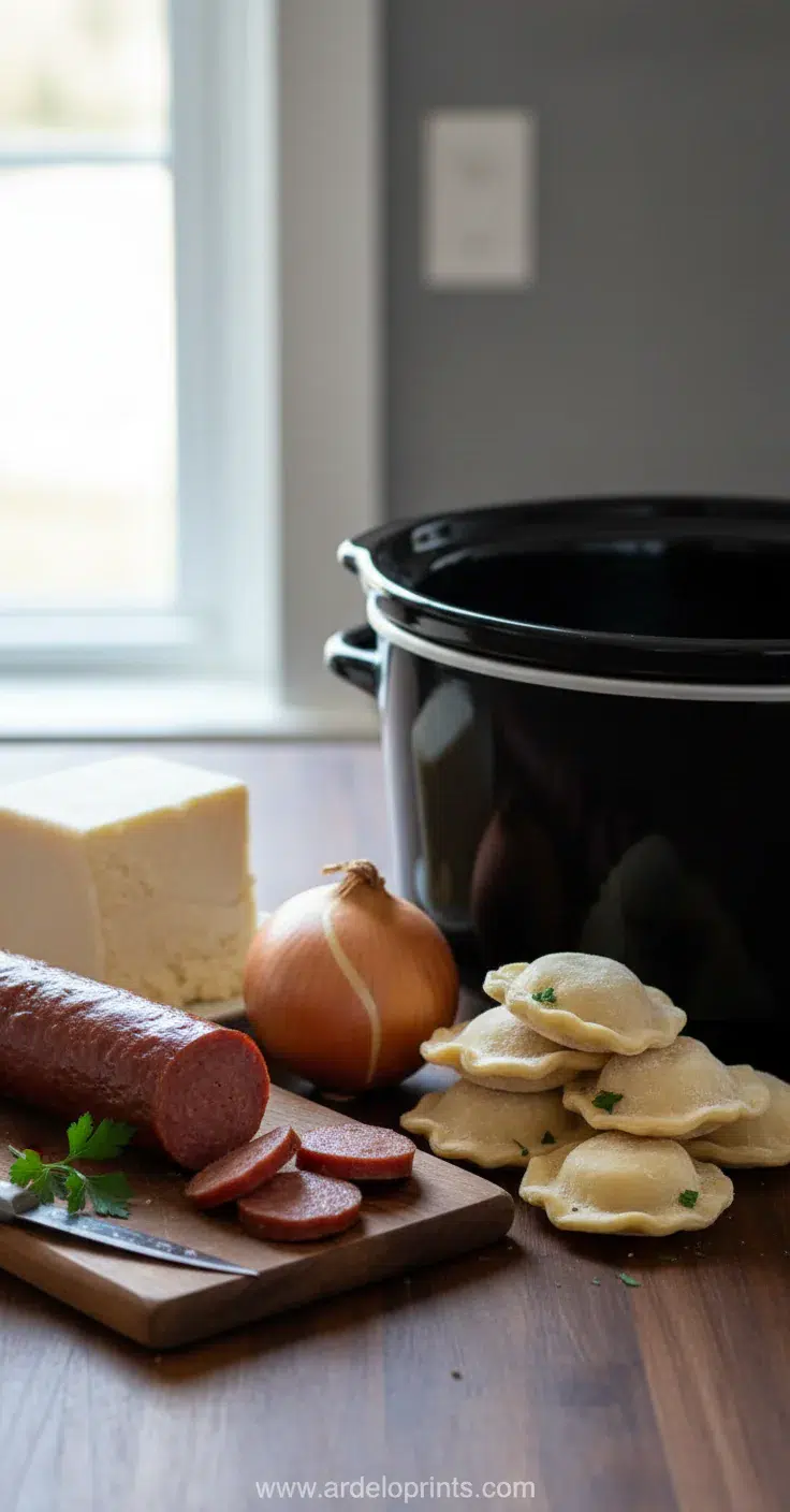 Crock Pot Pierogi Casserole: Easy Dinner - ingredients preparation