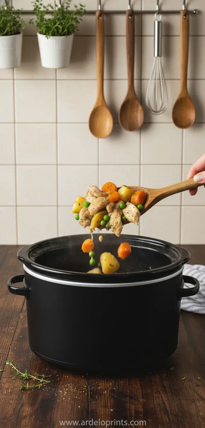 Slow Cooker Chicken Stew Recipe - cooking process