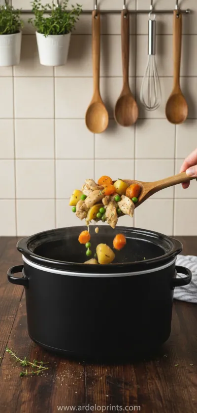 Slow Cooker Chicken Stew Recipe - cooking process