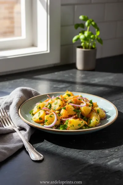 Turkish Potato Salad: Vibrant Recipe - ready to serve
