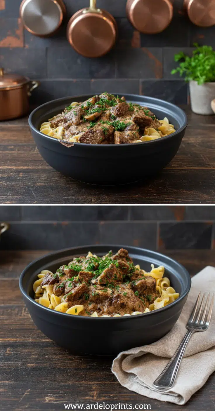 Crockpot Beef Stroganoff: Easy Dinner - final presentation