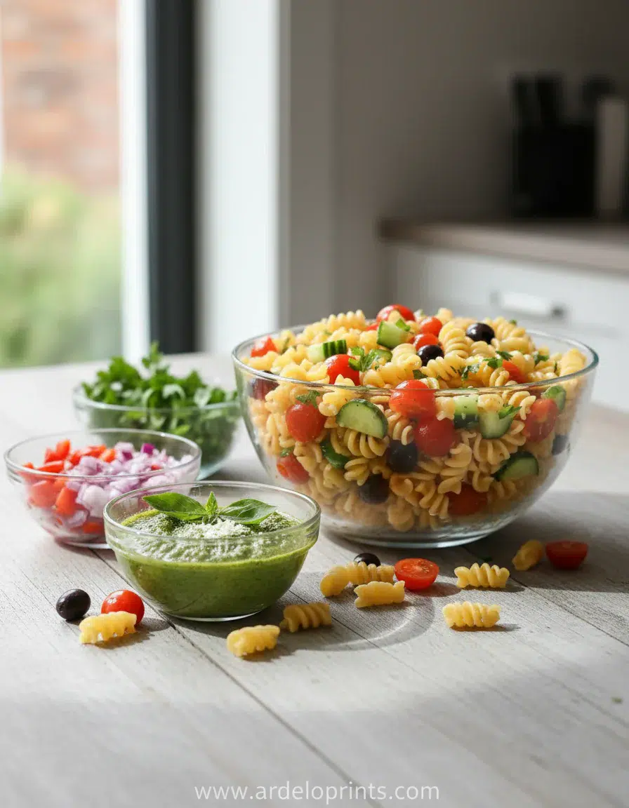 Pasta Salad Cups Recipe - ingredients preparation