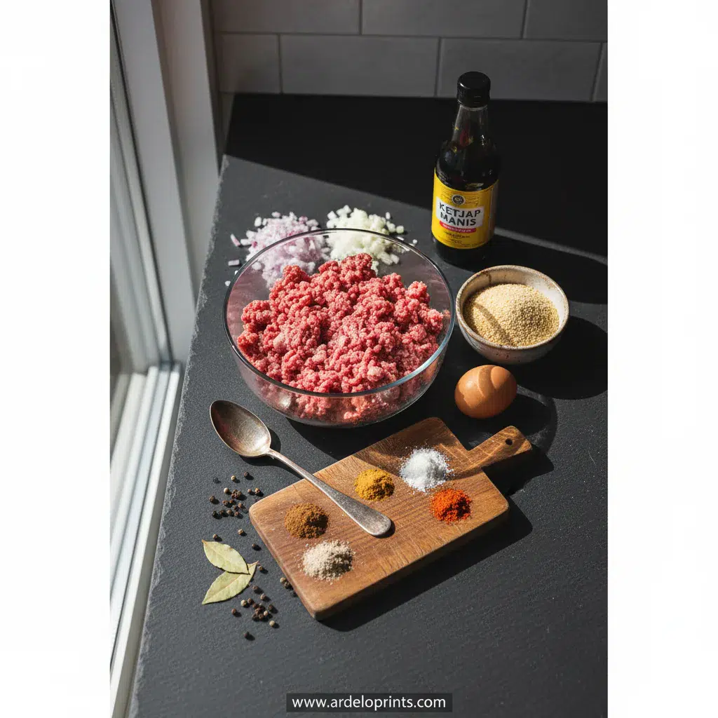 Indische Balletjes in Ketjap Saus - ingredients preparation