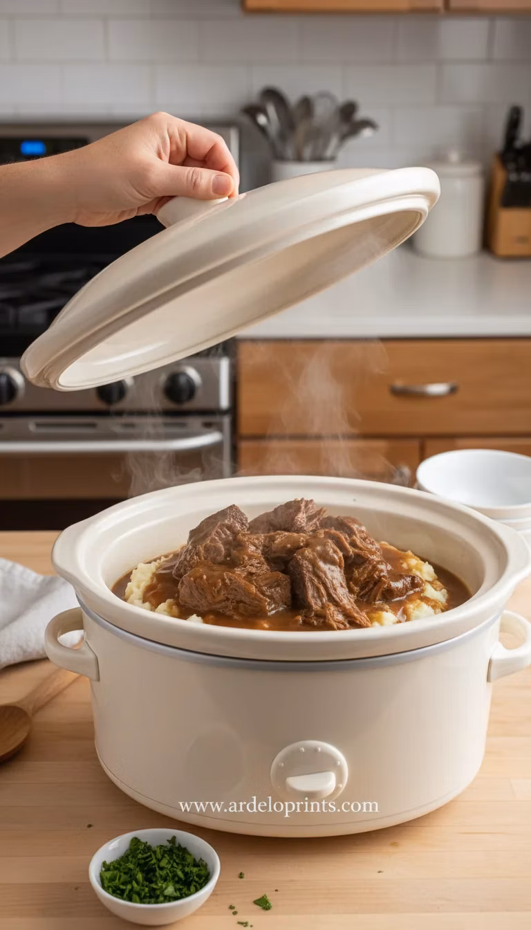 Slow Cooker Beef Manhattan: Comfort Food - cooking process