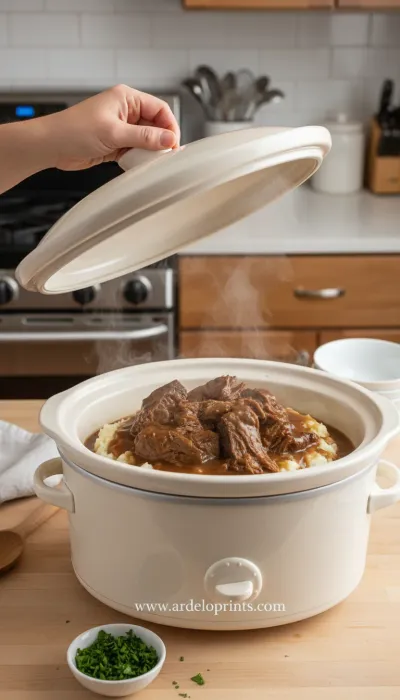 Slow Cooker Beef Manhattan: Comfort Food - cooking process
