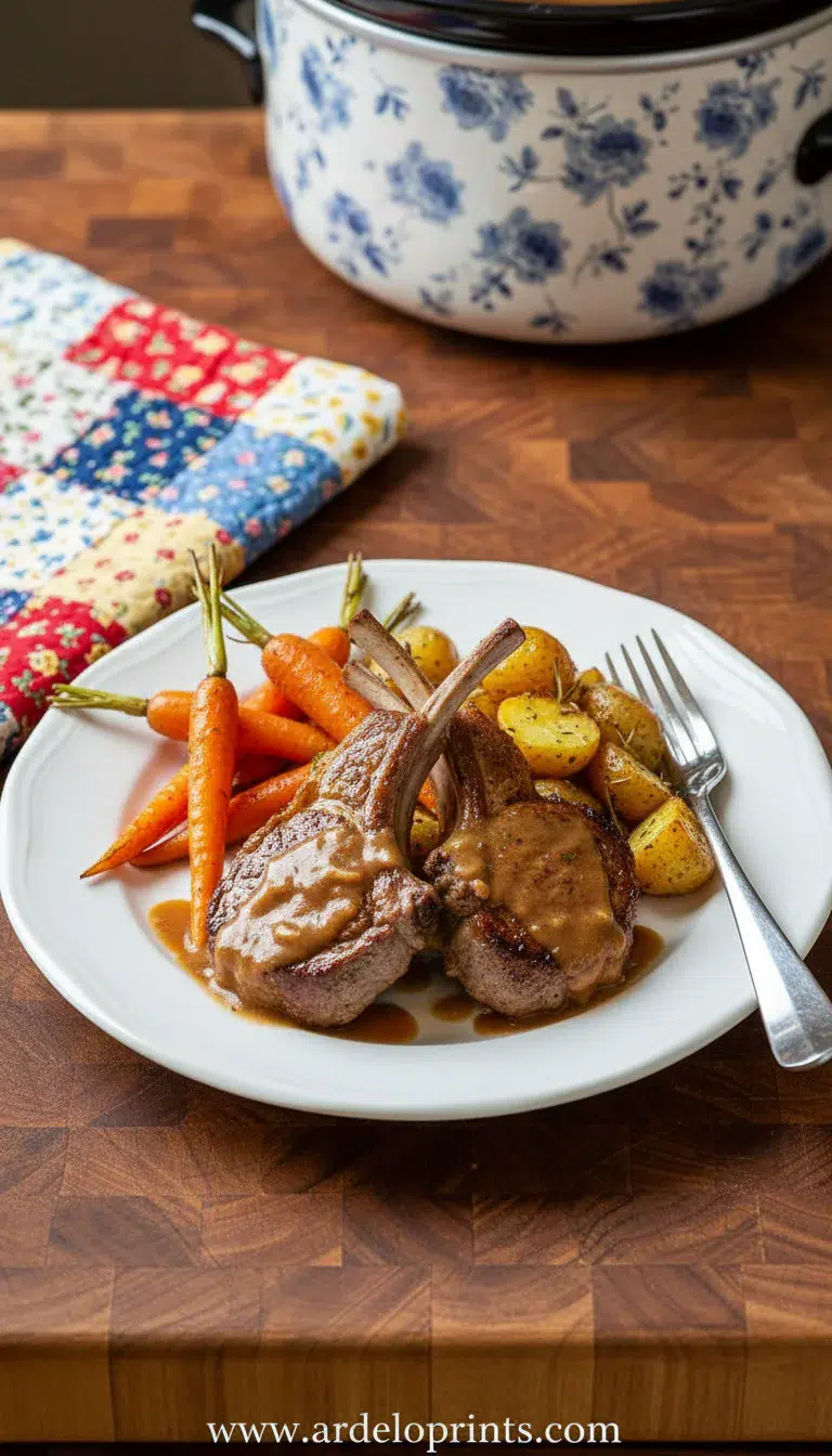 Hearty Crockpot Lamb Chops - final presentation