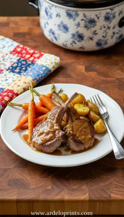 Hearty Crockpot Lamb Chops - ready to serve