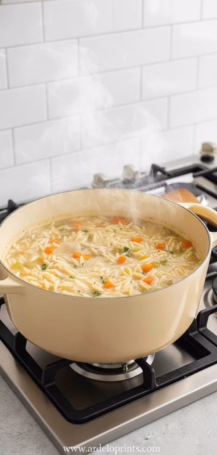 Lemon Chicken Orzo Soup: Easy Recipe - cooking process