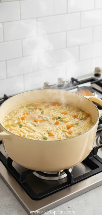 Lemon Chicken Orzo Soup: Easy Recipe - cooking process