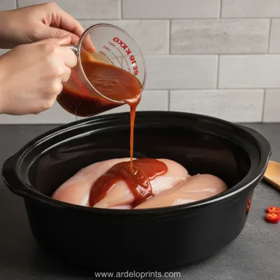 Slow Cooker Sweet Chili Chicken Recipe - cooking process