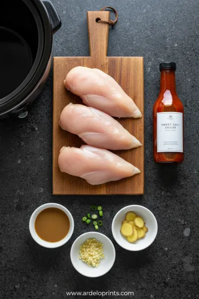 Slow Cooker Sweet Chili Chicken Recipe - ingredients preparation