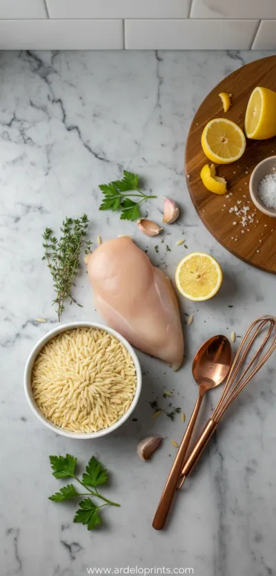 Lemon Chicken Orzo: Creamy & Delicious - ingredients preparation