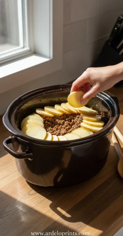 Cowboy Potato Casserole: Slow Cooker Recipe - cooking process