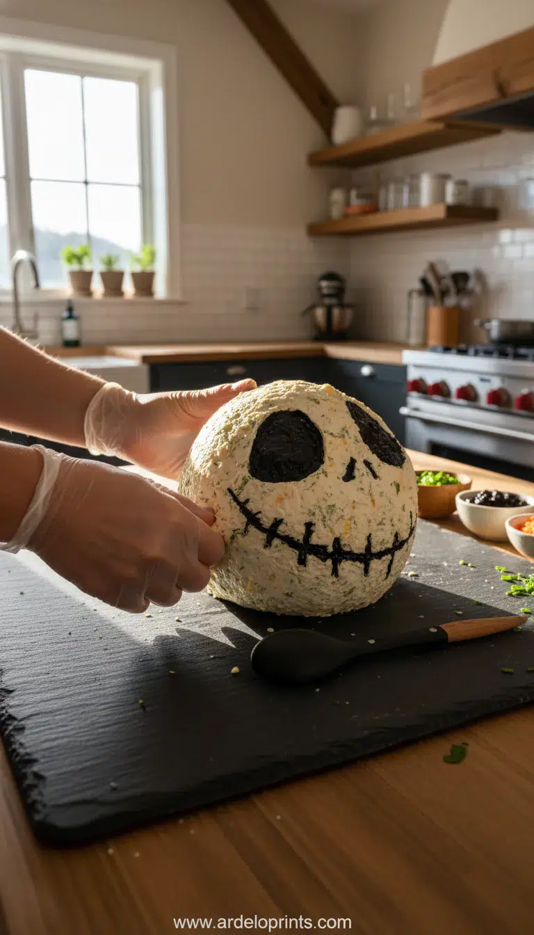 Skellington Cheese Ball Appetizer Recipe - cooking process