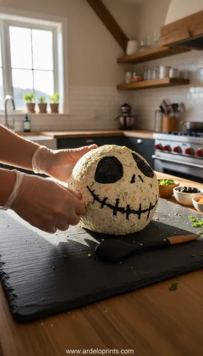 Skellington Cheese Ball Appetizer Recipe - cooking process