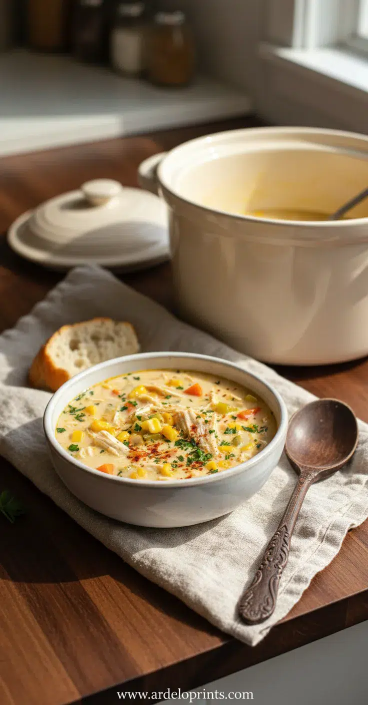 Crockpot Chicken Corn Chowder: Easy Recipe - final presentation