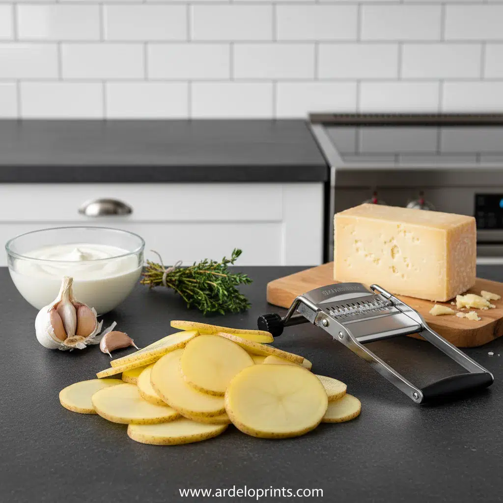 Dauphinoise Potatoes: Creamy Recipe - ingredients preparation