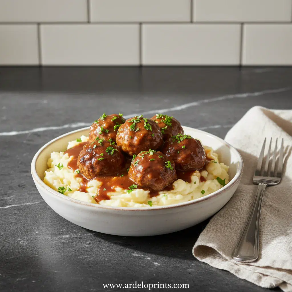 Slow Cooker Salisbury Steak Meatballs Recipe - final presentation