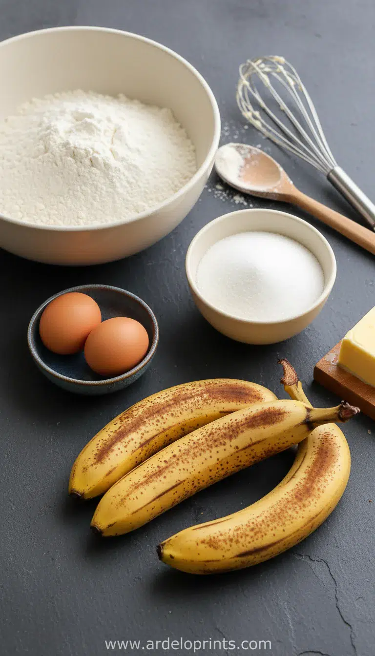 Moist Banana Bread: Easy Recipe - ingredients preparation