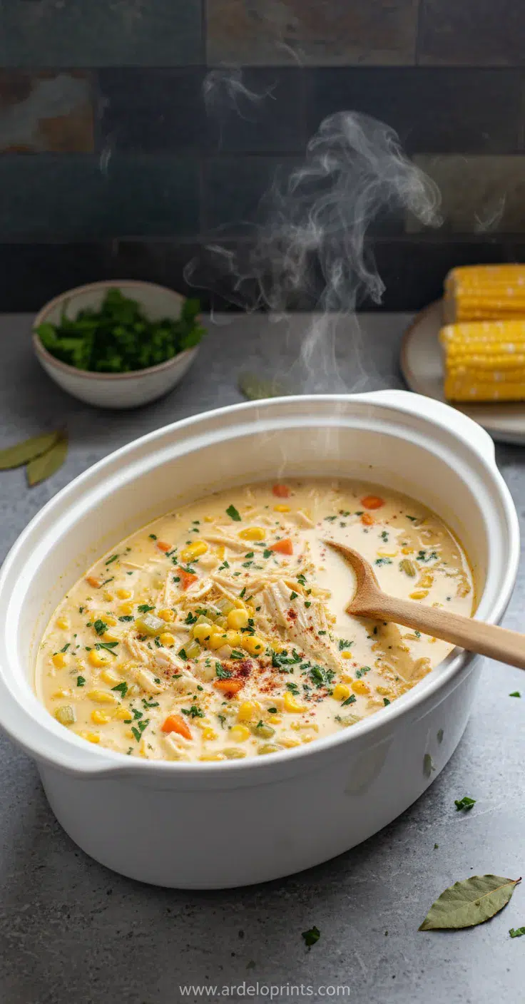 Crockpot Chicken Corn Chowder: Easy Recipe - cooking process