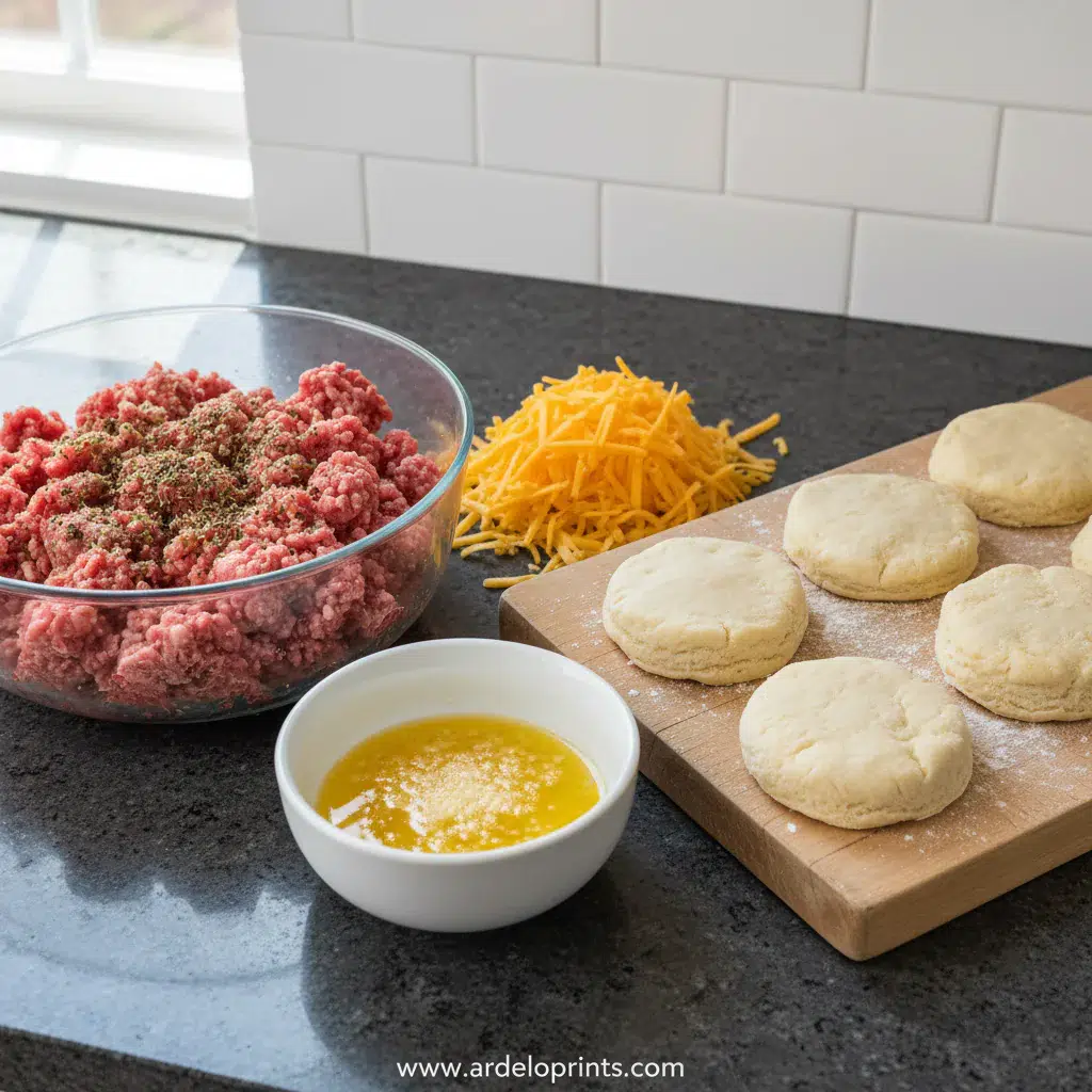 Garlic Parmesan Cheeseburger Bombs Recipe - ingredients preparation