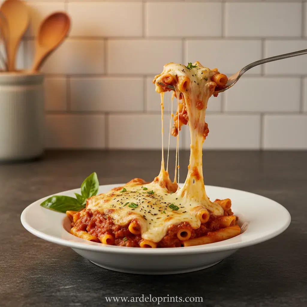 Savory Slow Cooker Baked Ziti: Easy Recipe - final presentation