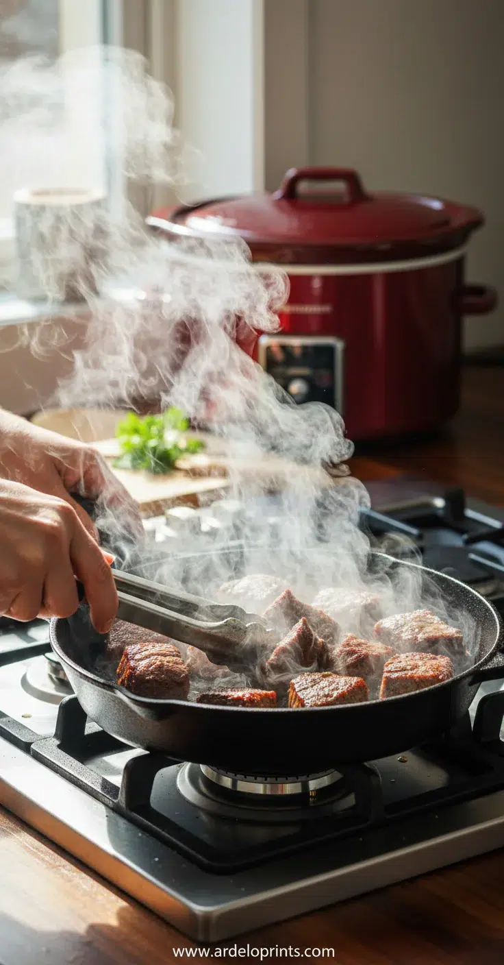 Mom's Slow Cooker Beef Stew: Easy Recipe - cooking process
