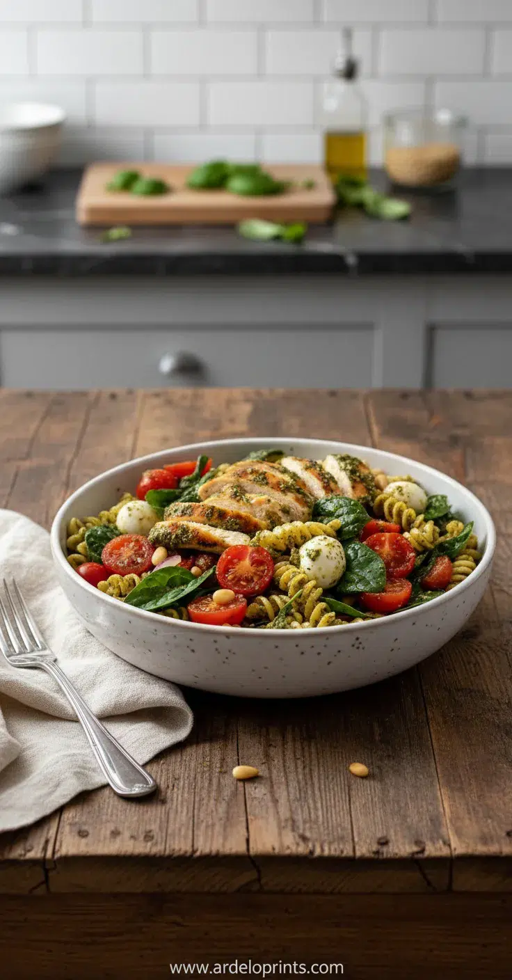 Chicken Pesto Pasta Salad: Easy & Fresh - final presentation