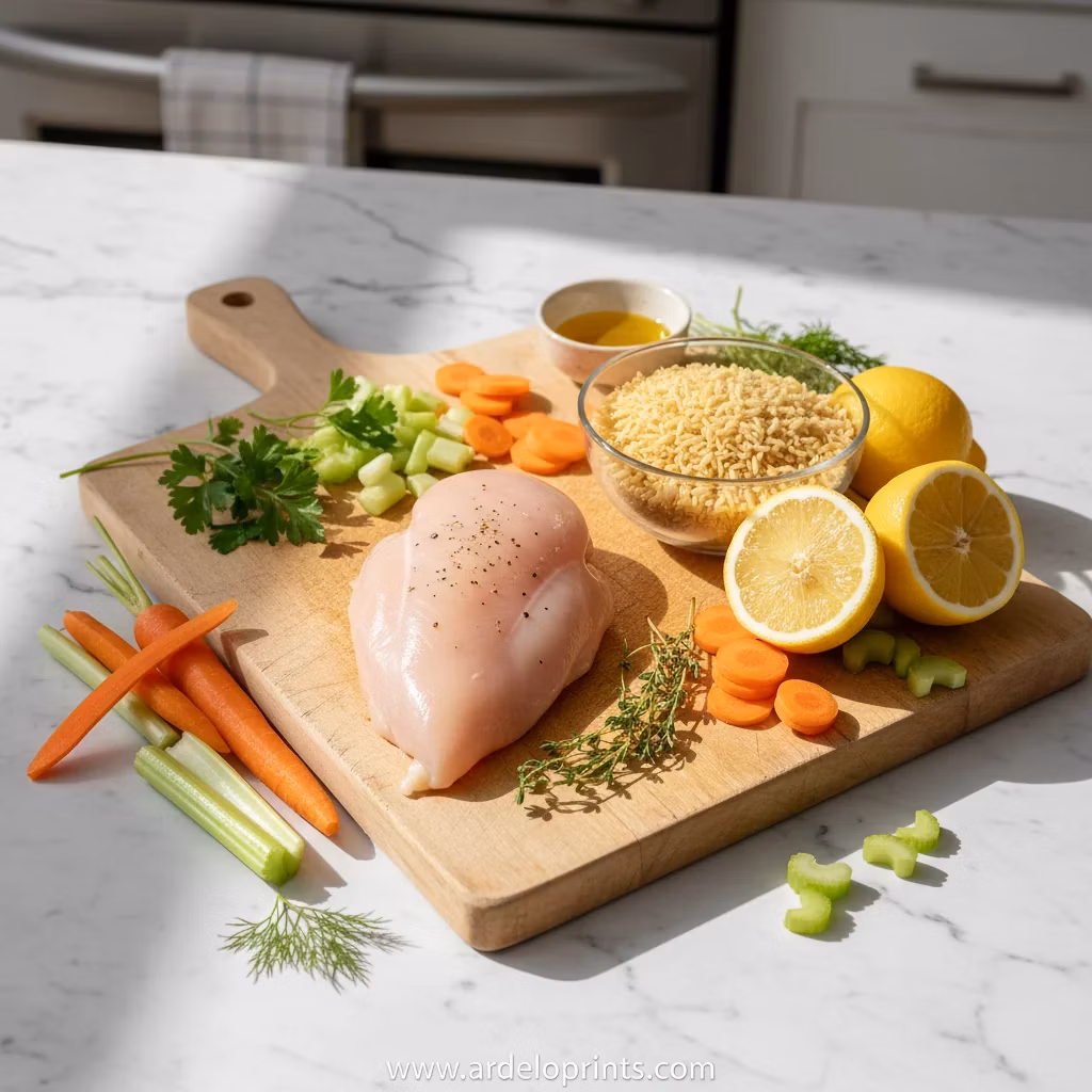 Lemon Chicken Orzo Soup: Easy Recipe - ingredients preparation