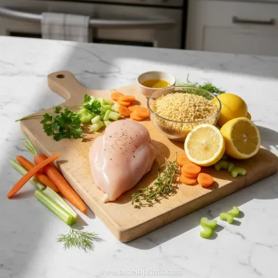 Lemon Chicken Orzo Soup: Easy Recipe - ingredients preparation