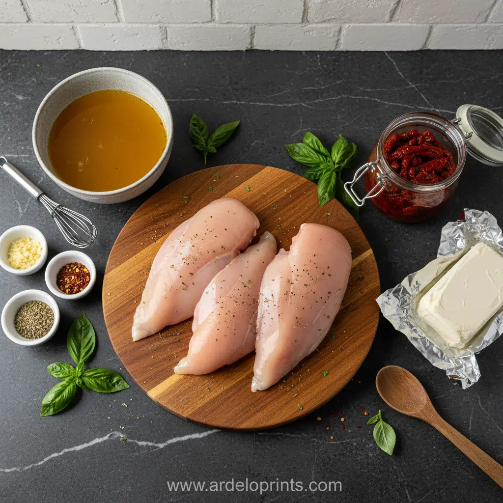 Easy Crockpot Marry Me Chicken - ingredients preparation