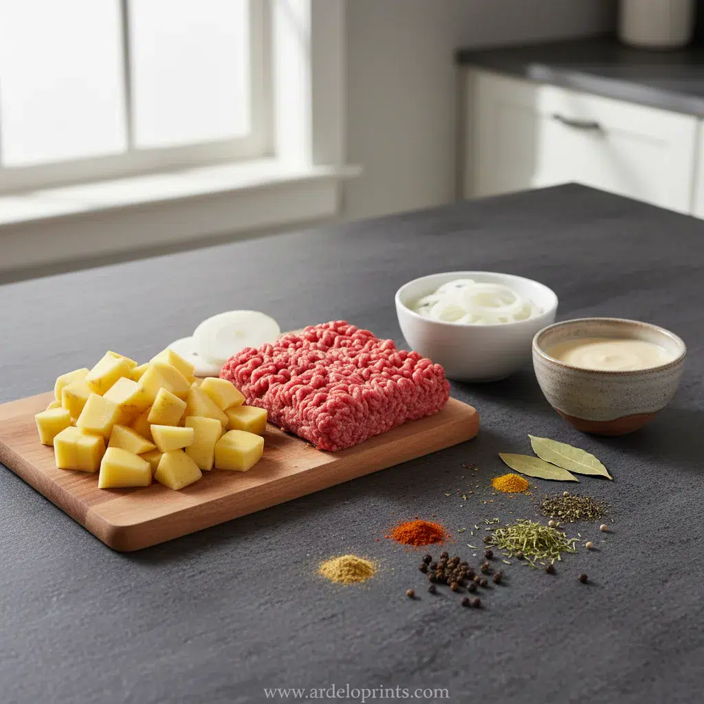 Crockpot Creamy Potato Hamburger Soup: Easy Recipe - ingredients preparation