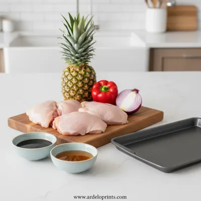 Hawaiian Chicken Sheet Pan Recipe - ingredients preparation