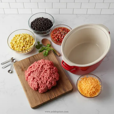 Easy Crockpot Taco Casserole: A Simple Recipe - ingredients preparation