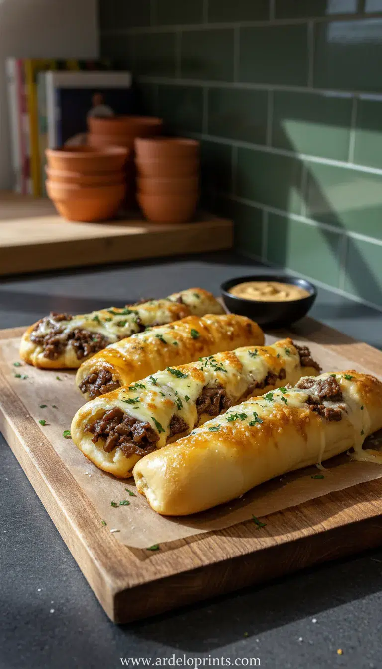 Philly Cheesesteak Breadsticks Recipe - final presentation