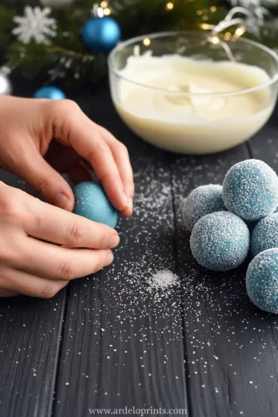 Blue Christmas Truffles Recipe - cooking process