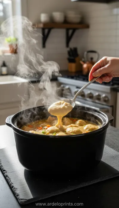 Easy Slow Cooker Chicken Dumplings Recipe - cooking process