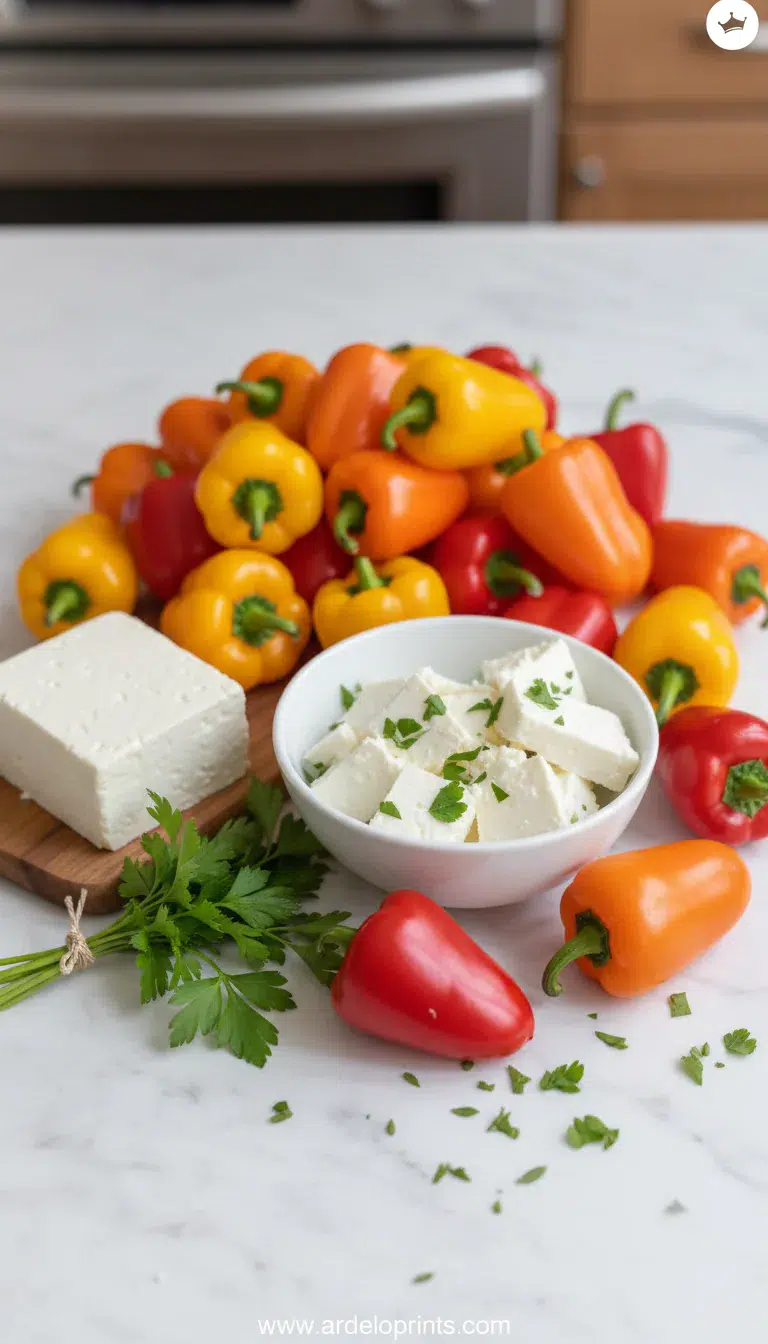 Stuffed Mini Peppers: Quick & Healthy Snack - ingredients preparation