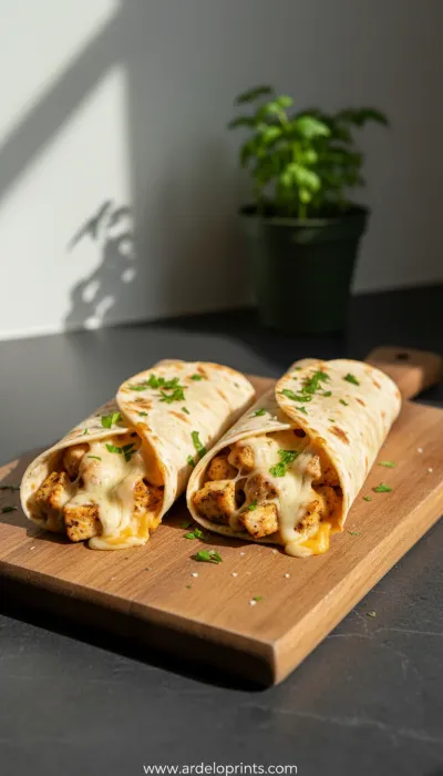 Cheesy Garlic Chicken Wraps Recipe - ready to serve