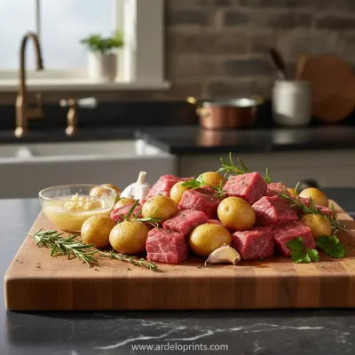 Crockpot Steak Bites and Potatoes - ingredients preparation