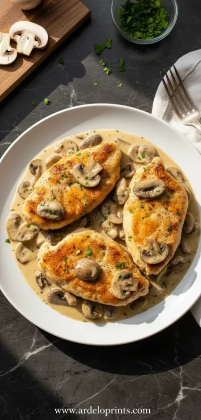 Creamy Mushroom Chicken Recipe - ready to serve