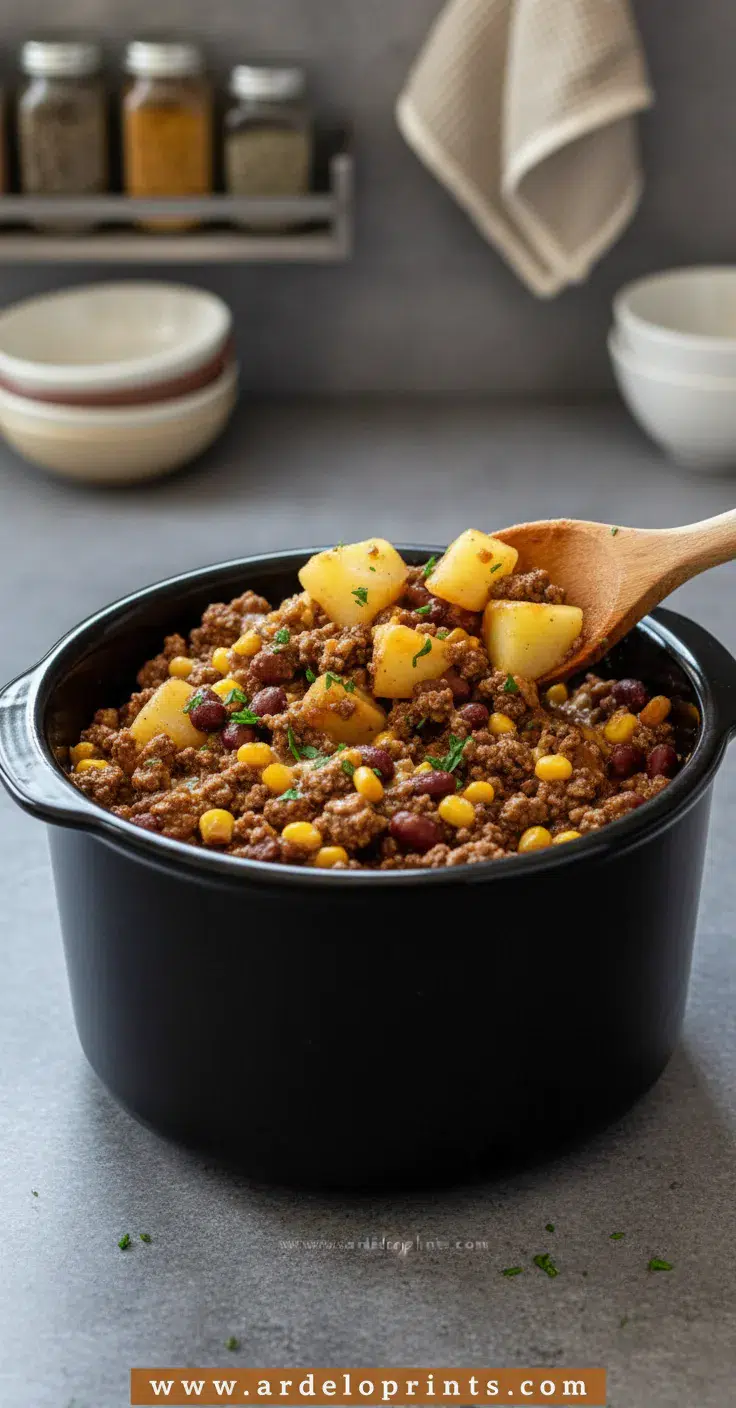 Slow Cooker Cowboy Casserole - cooking process