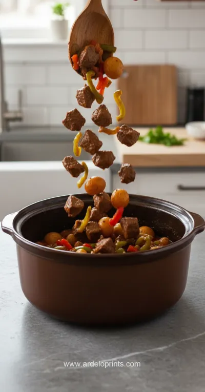 Hearty Dump-and-Go Crockpot Beef Stew - cooking process