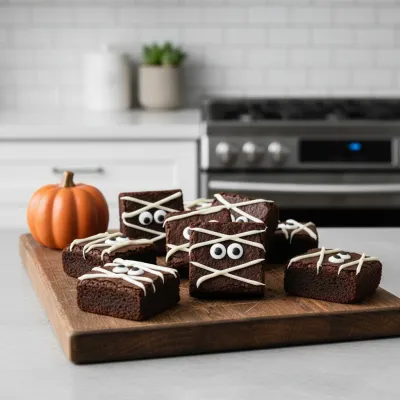 Mummy Brownies: Spooky Halloween Treat - ready to serve