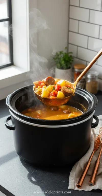 Slow Cooker Cajun Potato Soup: Easy Recipe - cooking process