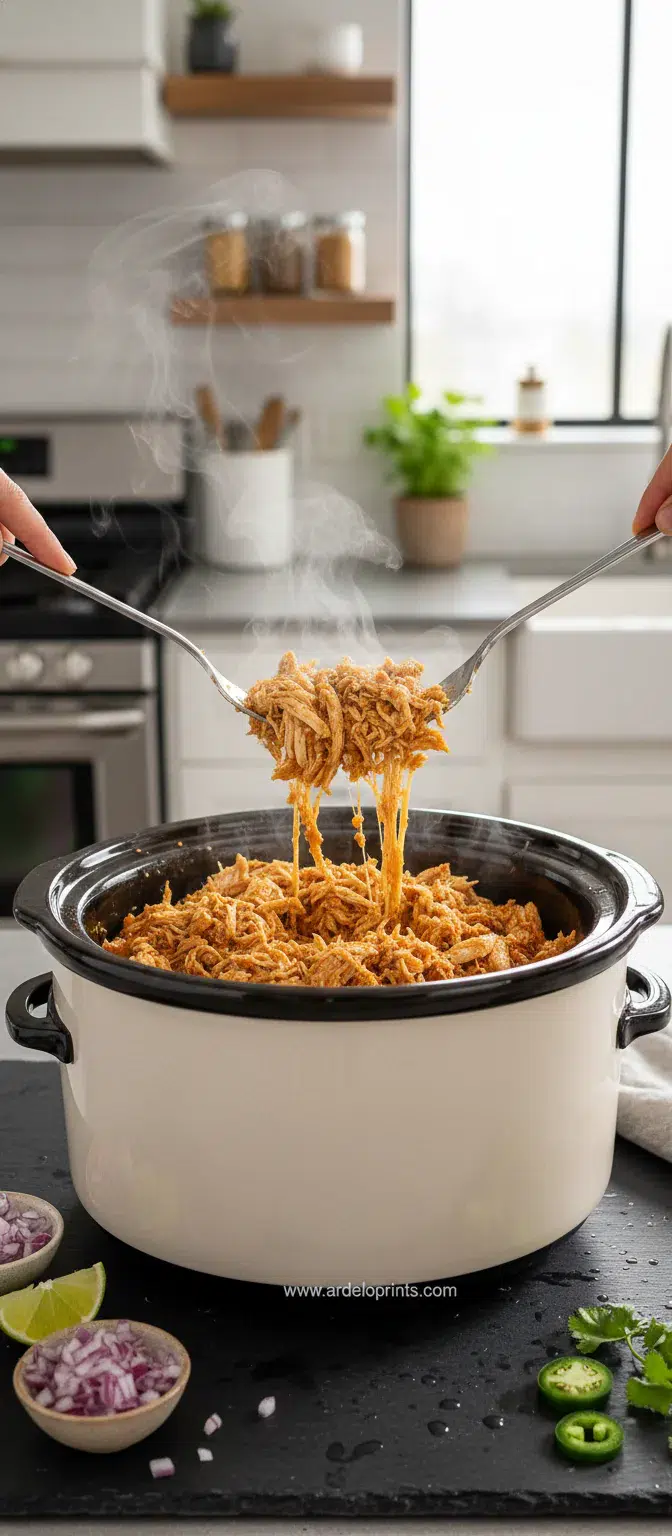 Crockpot Chicken Tacos: Easy & Healthy Recipe - cooking process