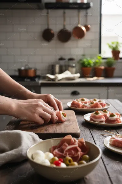 Snack Eyeballs Halloween Featuring Jerked Beef - cooking process