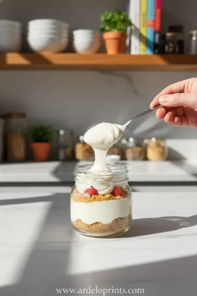 No Bake Cheesecake For One: Low-Calorie Dessert - cooking process