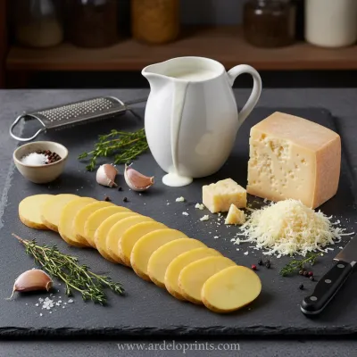 Cheesy Garlic Potatoes Gratin Recipe - ingredients preparation
